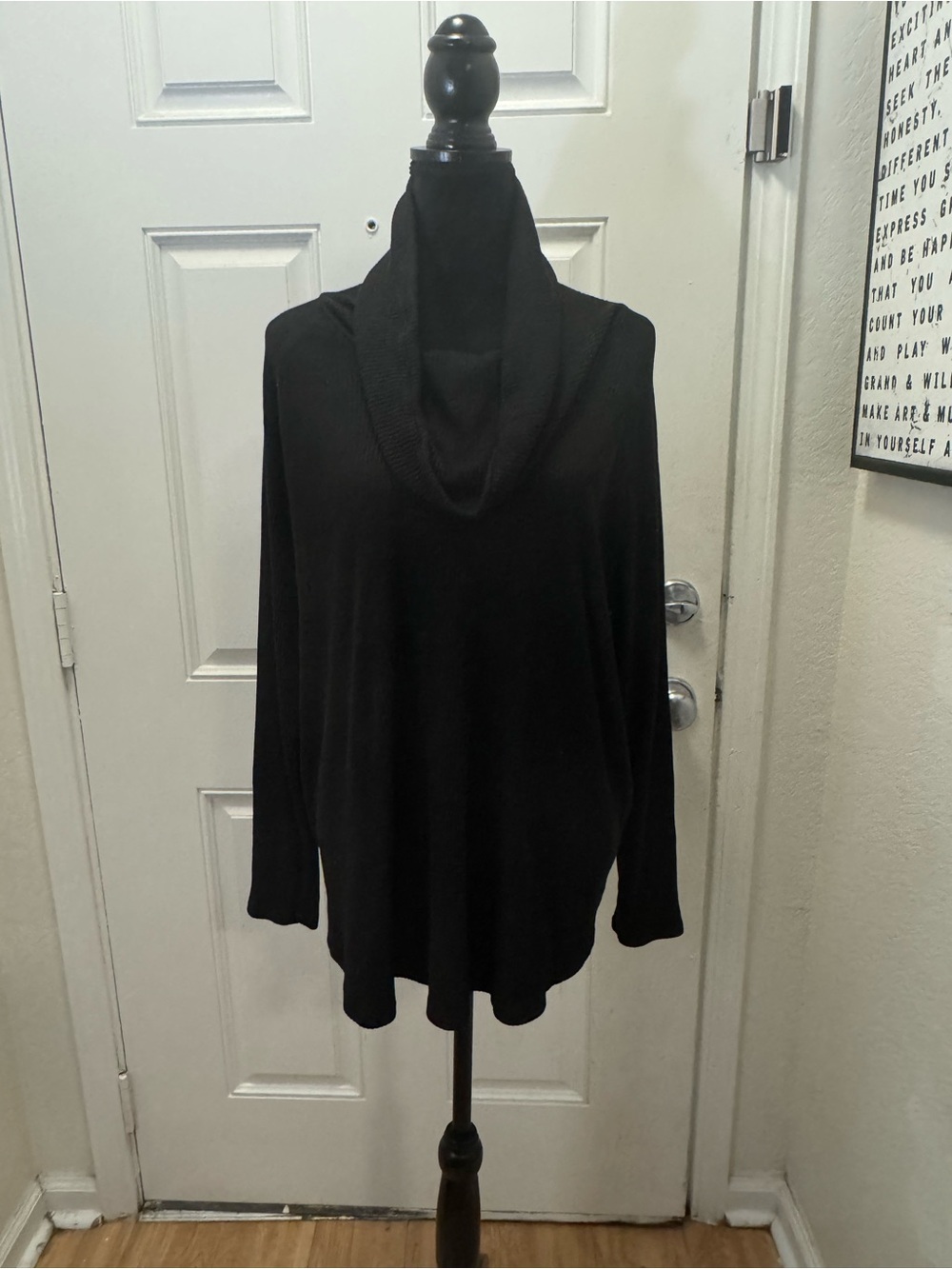 Terra & Sky Black Cowl Neck Pullover Sweater 0414